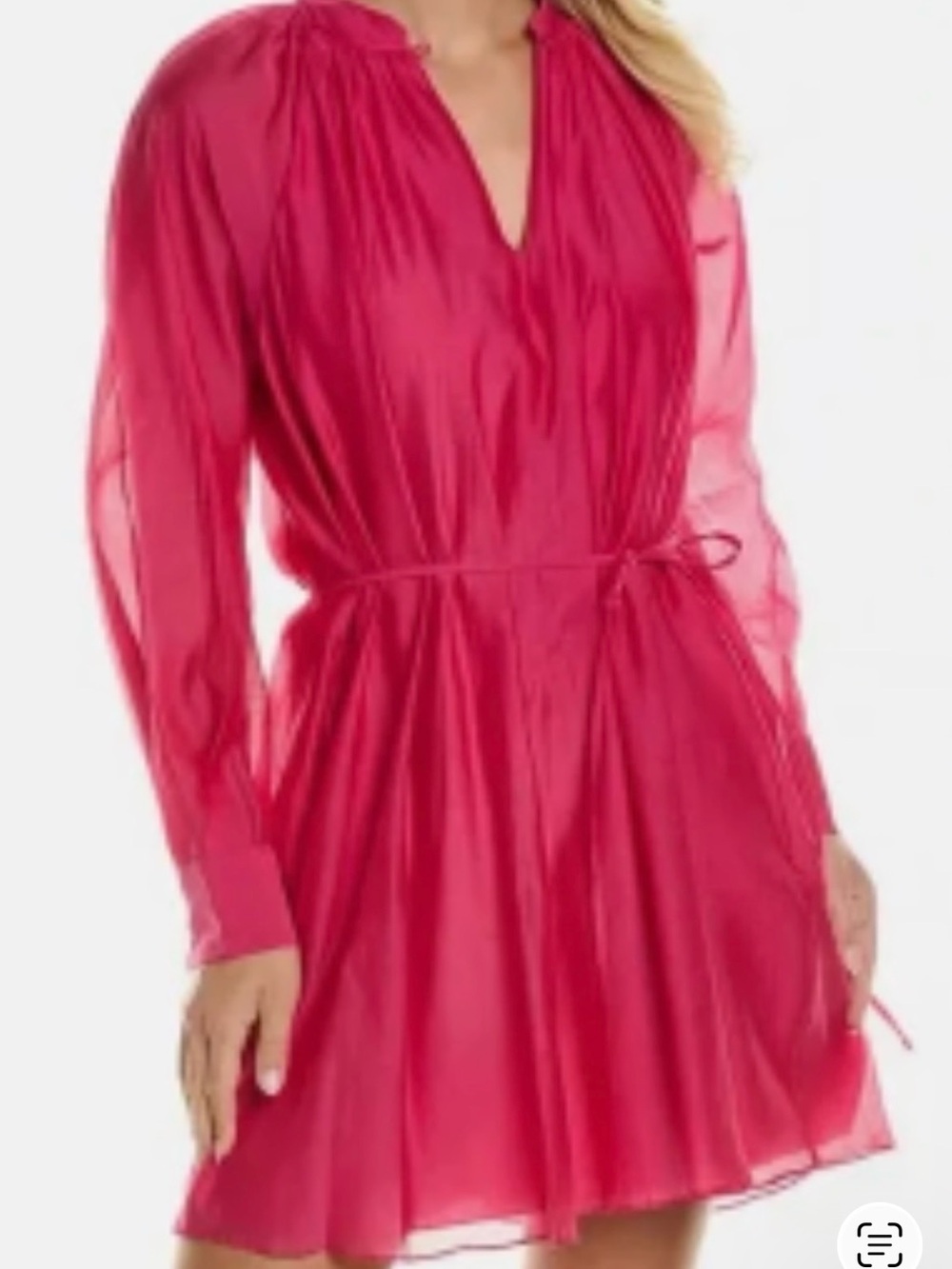 Rebecca Taylor Hot Pink Long Sleeve Midi Dress